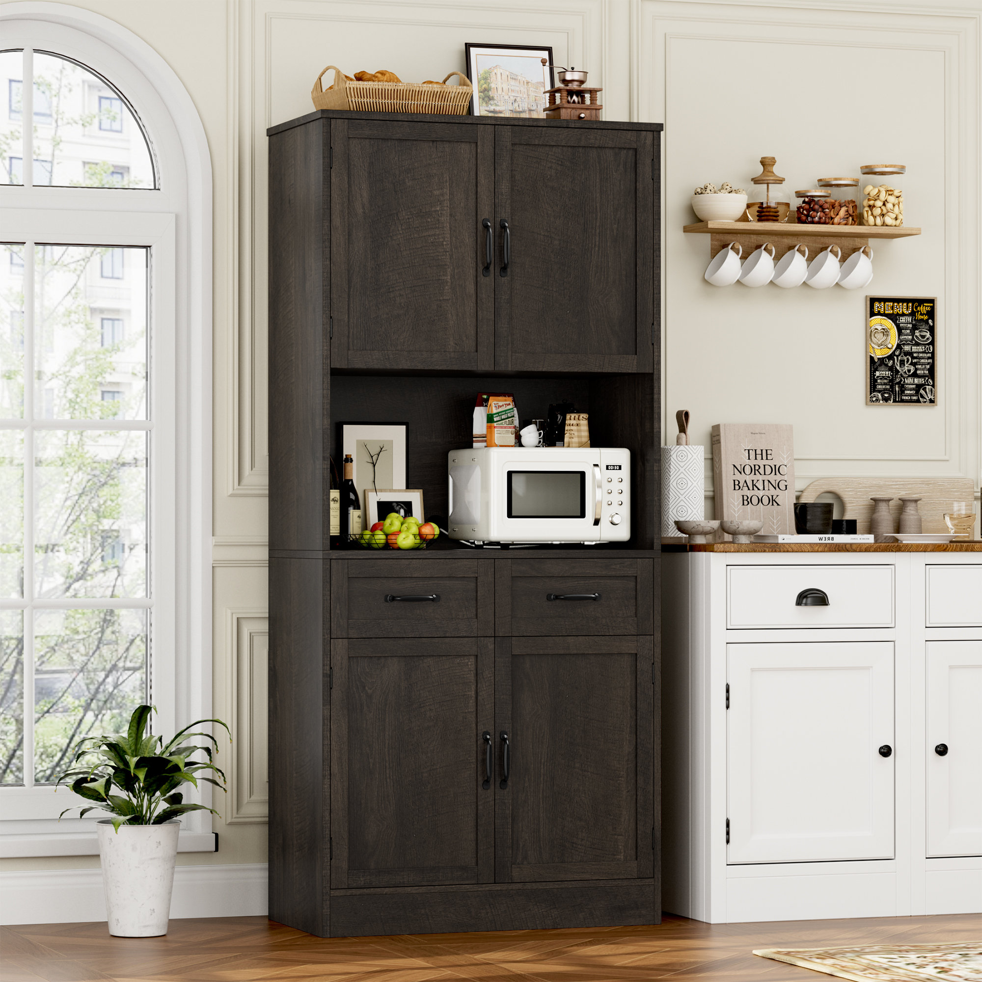 Ebern Designs Kalauni 71" Kitchen Pantry Storage with 2